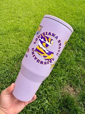 40oz stainless steel Louisiana State University Lavender Travel Tumbler